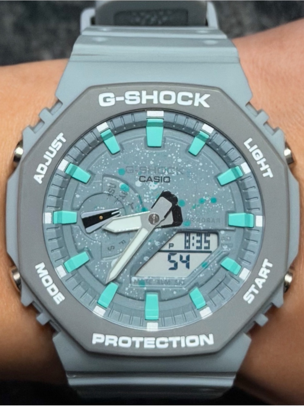 Casio G-SHOCK Gray Watch with Teal Accents